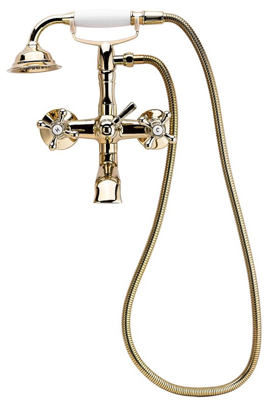 סוללה לאמבטיה ענתיק זהב מבריק