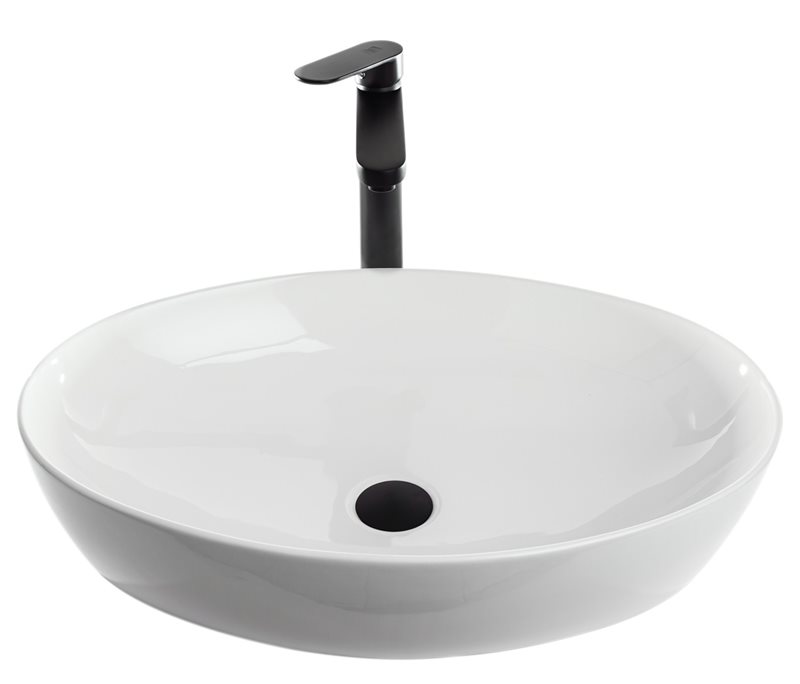 כיור חרס אובלי, לבן מבריק 62/41/14 ס";מ