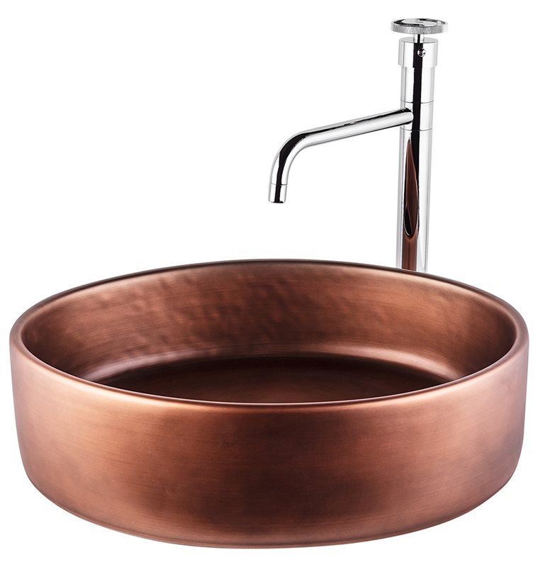 כיור אובלי שפה דקה, נחושת אדומה 50/35/15 ס";מ