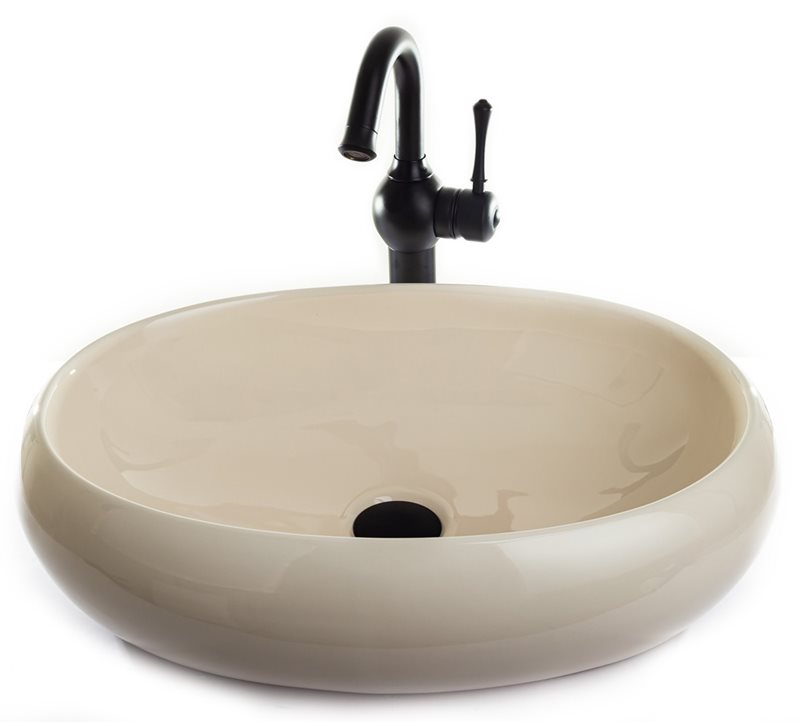 כיור חרס אובלי מעוצב, פרגמון 56/36/14 ס";מ