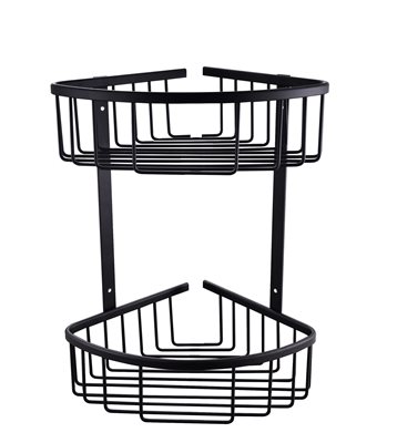 רשת פינתית דו קומתית למקלחת שחור