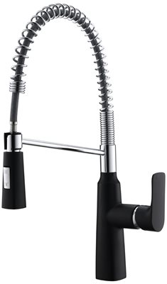 ברז מטבח נשלף גבוה עם קפיץ שחור מט
