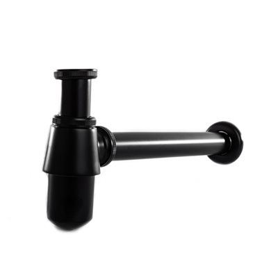 סיפון עגול לכיור רחצה שחור מט