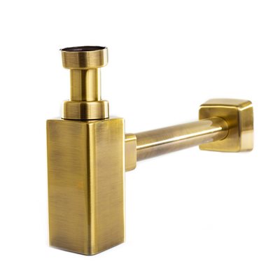 סיפון מרובע לכיור רחצה ברונזה צהובה