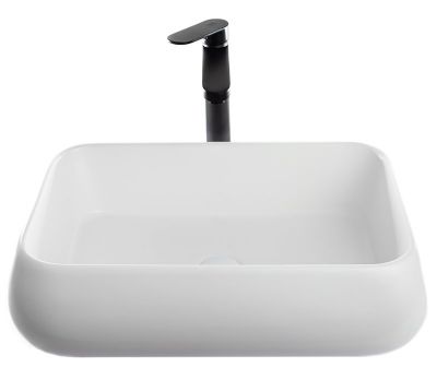 כיור מלבני מעוצב, לבן מט 62/42/16 ס"מ